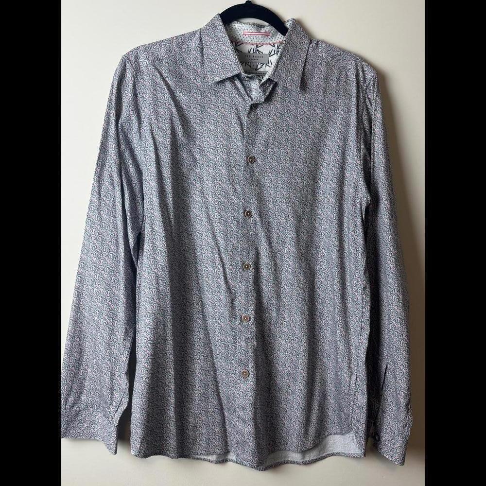 Ted Baker London Printed Dress Shirt - Size 4/L